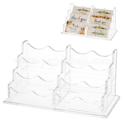 OLYCRAFT 6 Pockets 2 Tiers Acrylic Business Card Holder 8.1x4.3x4.3 inch Vertical Business Card Holder Clear Desktop Business Card Display Stand Acrylic Name Card Holder for Office Home Desk