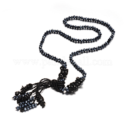Schwarz Achat Lariat Halsketten, mit Glas und Saatperlen, 26.8 Zoll