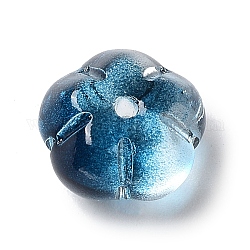 Glass Beads, Pumpkin Beads, Flower, Marine Blue, 9.5x9.5x6mm, Hole: 1mm