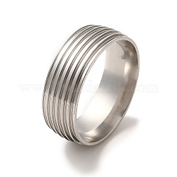 201 рифленое кольцо для пальцев из нержавеющей стали, заготовка кольцевого сердечника для эмали, цвет нержавеющей стали, внутренний диаметр: 20 мм, Канавка: 0.9 мм