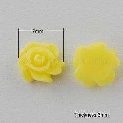 Resin Cabochons, Flower, Yellow, 7x3mm
