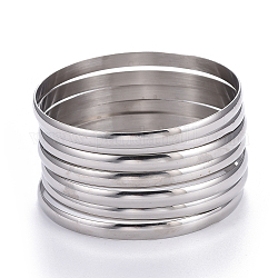 Insiemi del braccialetto buddista dell'acciaio inossidabile di modo 304, colore acciaio inossidabile, 2-5/8 pollice (6.8 cm), 7 pc / set