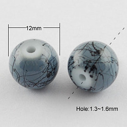 Drawbench Glass Bead Strands, Round, Slate Gray, 12mm, Hole: 1.3~1.6mm, about 66pcs/strand, 31.4inch
