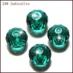 Imitation Austrian Crystal Beads, Grade AAA, Faceted, Rondelle, Teal, 10x7mm, Hole: 0.9~1mm