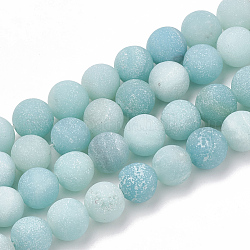 Chapelets de perles en amazonite naturelle, mat, Grade a, ronde, 10mm, Trou: 1.2mm, Environ 36 pcs/chapelet, 14.9~15.1 pouce (38~38.5 cm)