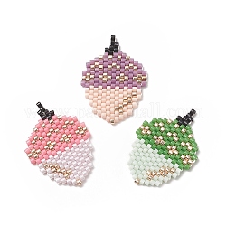 3 Uds 3 colores hechos a mano miyuki semillas japonesas patrón de telar cuentas de semillas, colgantes de bellota, color mezclado, 29x20x1.8mm, agujero: 1.6 mm, 1pc / color