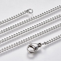 Collares de cadena de bordillo de 304 acero inoxidable, con cierre de pinza, color acero inoxidable, 19.68 pulgada (50 cm)