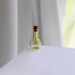Mini-Perlenbehälter aus Borosilikatglas mit hohem Borosilikatgehalt, Ich wünsche eine Flasche, mit Korken, Lampe, Champagnergelb, 1.8x3 cm