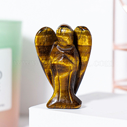 天然タイガーアイ天使の置物ディスプレイ装飾  レイキエネルギーストーンの装飾品  50x35mm