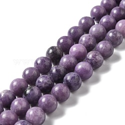 Натуральный лепидолит / пурпурный слюдяный камень бисер пряди, круглые, 10.5 мм, отверстие : 1.2 мм, около 36 шт / нитка, 14.80'' (37.6 см)