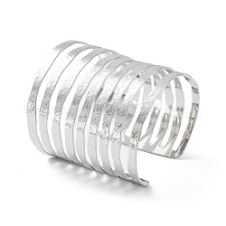 Bracelets de manchette en fil de fer ajouré en laiton plaqué en rack pour femmes, sans plomb et sans cadmium, platine, 2-1/2 pouce (6.25 cm), diamètre intérieur: 2-3/8 pouce (6.05 cm)