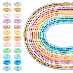 Pandahall 12 couleurs perles d'argile polymère faites à la main écologiques, pour les fournitures de bricolage bijoux artisanat, disque / plat rond, couleur mixte, 4x1mm, Trou: 1mm