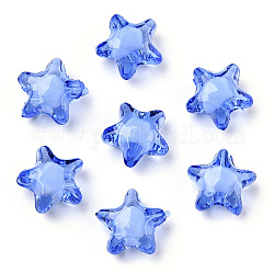 Abalorios de acrílico transparentes, talón en grano, estrella, azul real, 12x11x8mm, agujero: 2 mm, aproximamente 1200 unidades / 500 g
