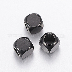 304 Stainless Steel Beads, Cube, Electrophoresis Black, 3x3x3mm, Hole: 2mm