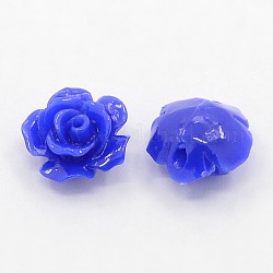 Synthetic Coral 3D Flower Rose Beads, Dyed, Blue, 10x6mm, Hole: 1.5mm