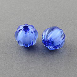Transparent Acrylic Beads, Bead in Bead, Round, Pumpkin, Medium Blue, 20mm, Hole: 3mm, about 180pcs/500g