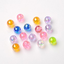 Eco-Friendly Transparent Acrylic Beads, Round, AB Color, Mixed Color, 10mm, Hole: 1.8mm, about 1000pcs/500g