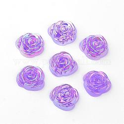 Cabochons acryliques, de couleur plaquée ab , rose, support violet, 15x14x5mm