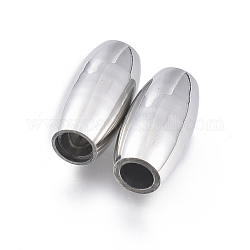 304 fermoirs magnétiques en acier inoxydable avec emembouts à coller, ovale, couleur inoxydable, 21x10x10mm, Trou: 5mm