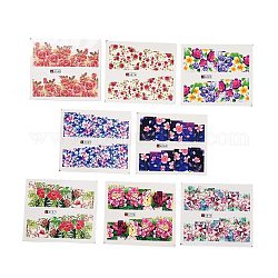 Watermark Slider Gel Nail Art, Flower Starry Sky Pattern Full-Cover Wraps Nail Stickers, for Woman Girls DIY Nail Art Design, Mixed Color, 6x5cm