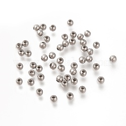 Perles d'espacement en acier inoxydable chirurgical rond 316, couleur inoxydable, 3mm, Trou: 1mm