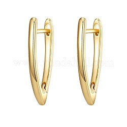 Brass Angular Hoop Earrings, Letter V, Golden, 23x12mm