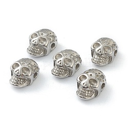 Abalorios de 304 acero inoxidable, cráneo, para halloween, color acero inoxidable, 13.5x9.5x7mm, agujero: 1.8 mm