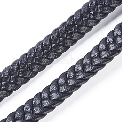 Micro Fiber Imitation Leather Cord, Flat Braided Leather Cord, for Bracelet & Necklace Making, Black, 8x3mm