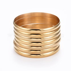 Mode 304 ensembles de bracelets bouddhistes en acier inoxydable, or, 2-1/8 pouce (5.5 cm), 7 pièces / kit