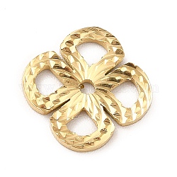 304 Stainless Steel Spacer Beads, Textured, Flower, Real 14K Gold Plated, 12x12x1mm, Hole: 1.2mm