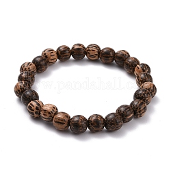 8.5mm Waxed Natural Bodhi Wood Round Beads Stretch Bracelet for Men Women, Saddle Brown, Inner Diameter: 2-1/8 inch(5.4cm), Beads: 8.5mm