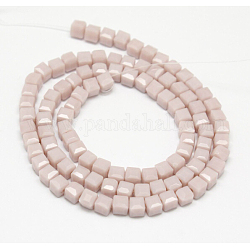 Imitation Jade Glass Cube Beads Strands, Faceted, Lavender Blush, 3x3x3mm, Hole: 1mm,  about 98pcs/strand, 13.8inch