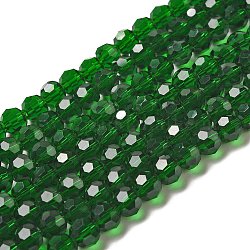 Perles en verre transparentes, facetté (32 facettes), ronde, vert foncé, 8mm, Trou: 1mm, Environ 72 pcs/chapelet, 20.67 pouce (52.5 cm)