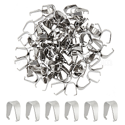 Unicraftale 304 Stainless Steel Snap On Bails, Stainless Steel Color, 9x4x6mm, Pin: 0.6mm, 100pcs/box