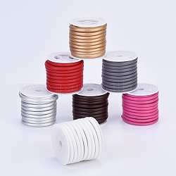 Cables redondos de cuero de la PU, color mezclado, 4mm, alrededor de 4.37 yarda (4 m) / rollo