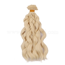 Plastic Long Curly Hair Doll Wig Hair, for DIY Girls BJD Makings Accessories, Pale Goldenrod, 1000x150mm