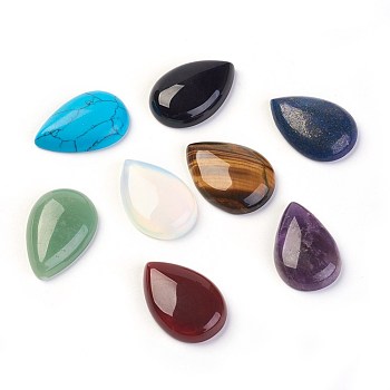 Cabuchones de piedras preciosas mixtos, lágrima, piedra mezclada, aproximamente 30 mm de largo, 20 mm de ancho, 7 mm de espesor