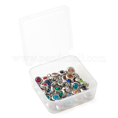 25 шт. 12-цветный шарм из нержавеющей стали 304 со стразами STAS-LS0001-19P-1