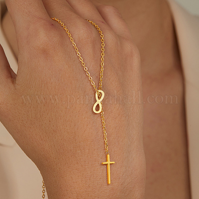 Стильные ожерелья-лариаты из нержавеющей стали с крестом бесконечности для женщин ZU1634-1