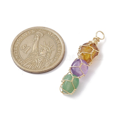 Подвески из медной проволоки из смешанных драгоценных камней PALLOY-JF02495-1