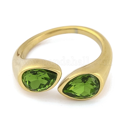 Ионное покрытие (ip) 304 нержавеющая сталь стразы каплевидный браслет открытый для женщин RJEW-N046-04E-G-1