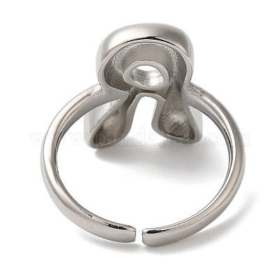 Латунное открытое кольцо-манжета для женщин с инициалами RJEW-N046-02R-P-1