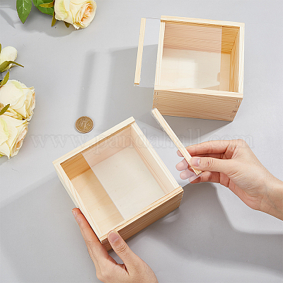 Boîte En Bois De Pin Avec Couvercle Coulissant - 20 X 10 X 6,5 Cm - Pour Rangement Souvenirs, Cadeaux, Déco - À Personnaliser (Peinture, Pyrogravure)
