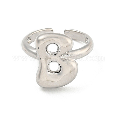 Латунные открытые манжеты с буквами для женщин RJEW-G313-01B-P-1