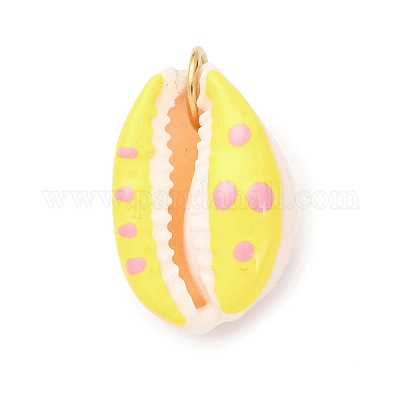 Кулоны с натуральными ракушками каури с принтом STAS-Z168-03G-04-1