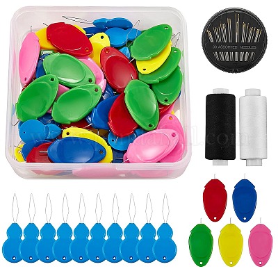 1set 50pcs) Colorful Plastic Threaders For Sewing Machine Needles