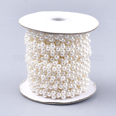 Абс пластика имитация жемчуга бисером отделка гирляндой AJEW-S073-10-1