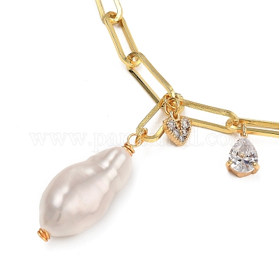 Ожерелья с подвесками из натурального жемчуга в стиле барокко NJEW-JN02909-01-1