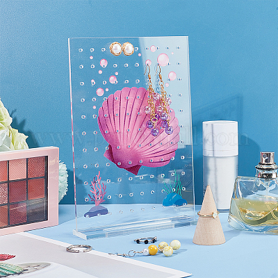 Прямоугольные прозрачные акриловые подставки для сережек EDIS-WH0035-12B-1