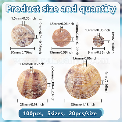 100 шт. 5 стиля подвески из натуральной ракушки акойя SHEL-HY0001-19-1